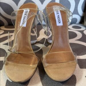 Steve Madden Transparent Strap Heels - Tan